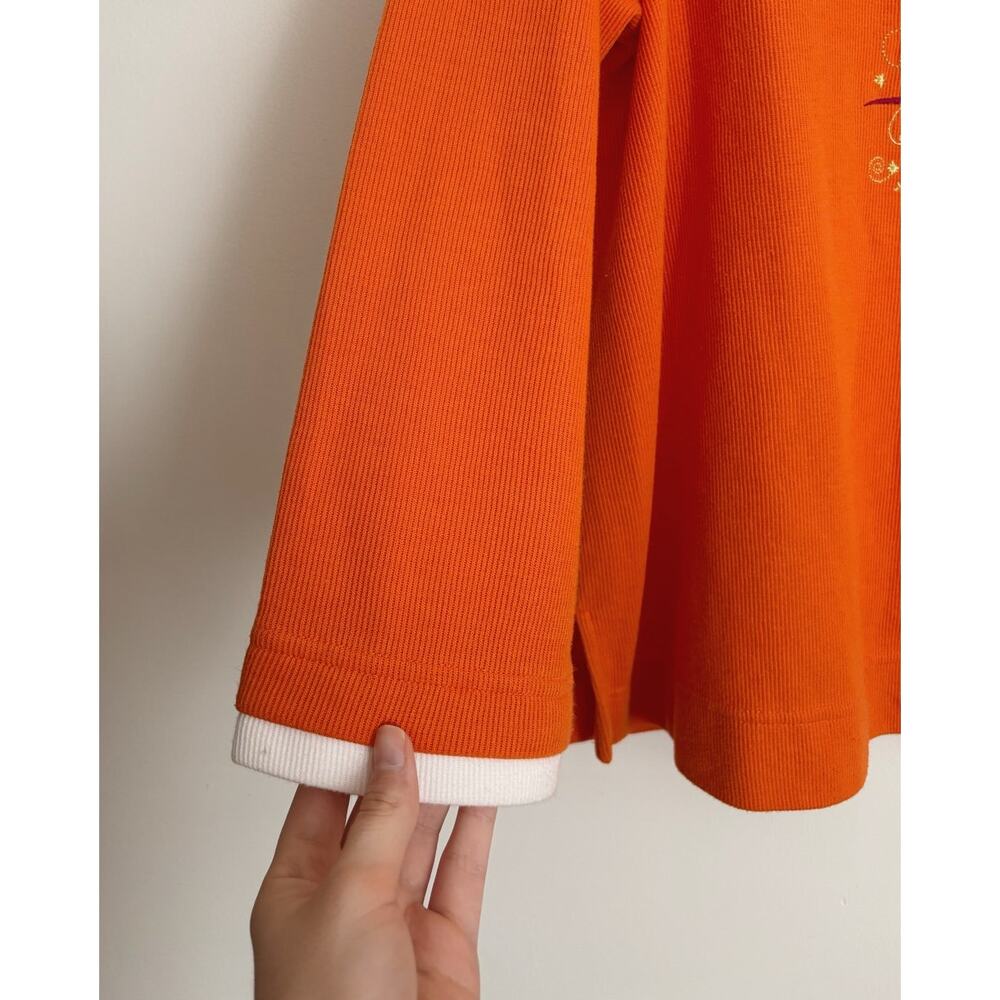 Orange and White Vintage White Stag Halloween Pumpkin Top 1X - Picture 4 of 5